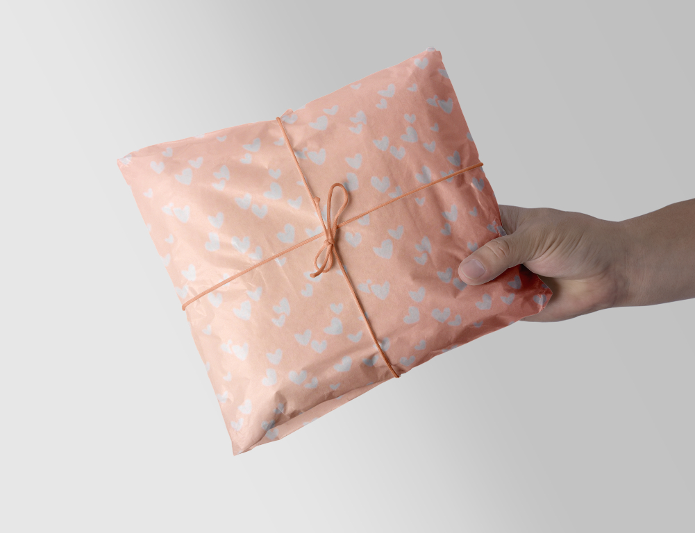 Seidenpapier Orange Herzen 50x70 cm