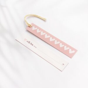 Geschenkanhänger Herzen (rosa-weiß) – 5er Set inkl. Schnur