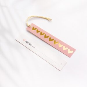 Geschenkanhänger Herzen (rosa-gold) – 5er Set inkl. Schnur