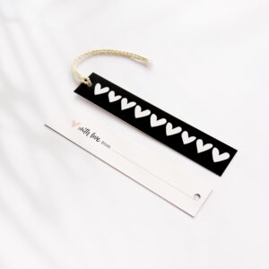 Geschenkanhänger Herzen (schwarz-weiß) – 5er Set inkl. Schnur