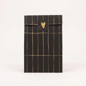 Papiertüten Schwarz-Gold Linien 12×19 cm